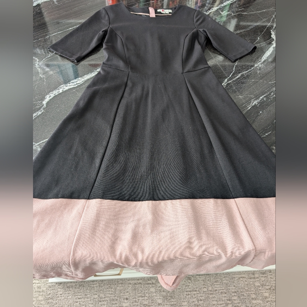 Boden Black Dress with Pink Trim